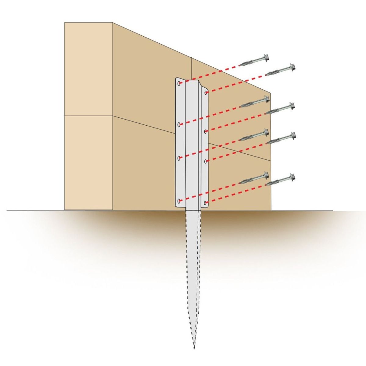 The Railway Sleeper Straight Inline Spikes - Double Technical Drawing