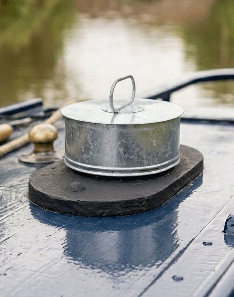 The Rain Cap in Galvanised Steel on Top of A Canal Boat - Digital Illustration
