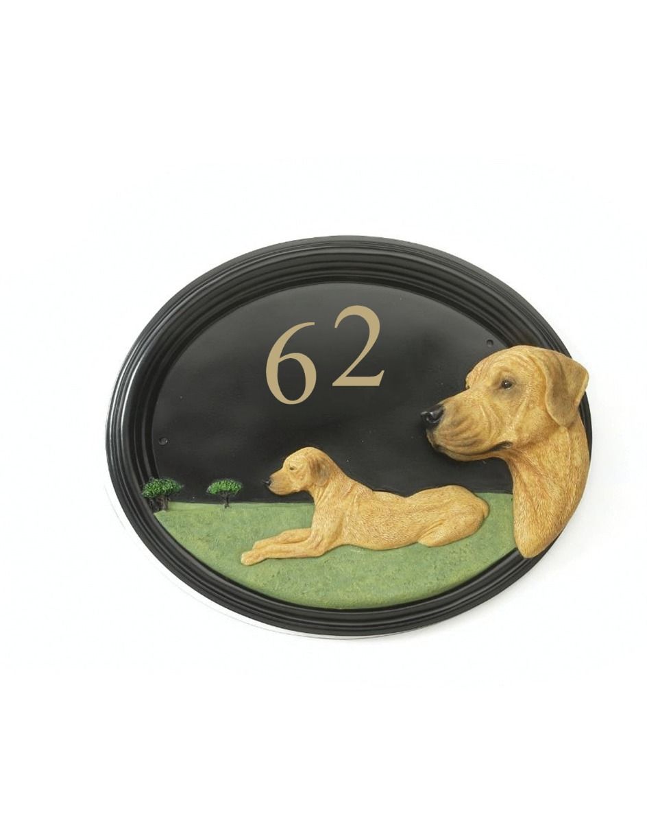 The Rhodesian Ridgeback House Number Sign on a White Background 