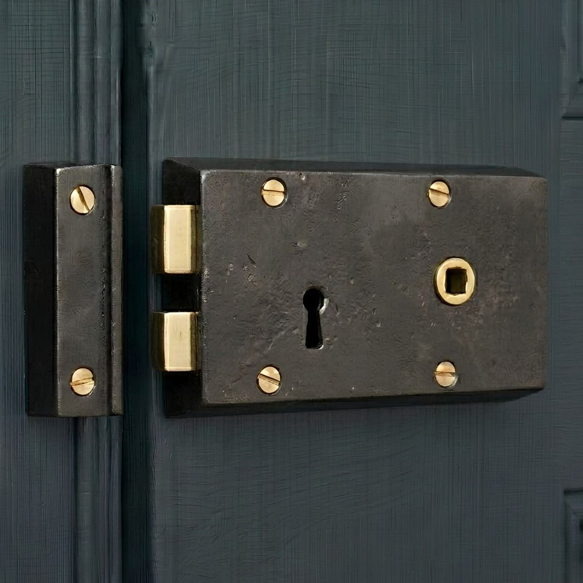 The Right Handed "Faustus" Large Iron Rim Lock on a Period Property Door - Digital Illustration 