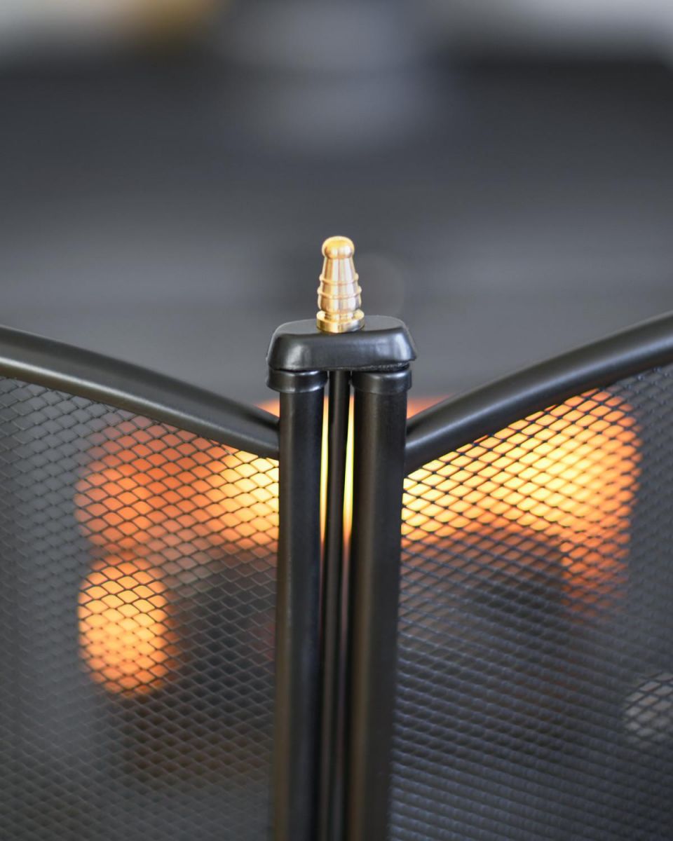 Close Up Of "The Rochford" Four Fold Fire Guard Golden Urn