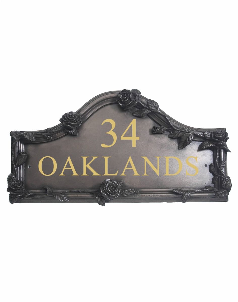 The Rose House Name Sign on a White Background 