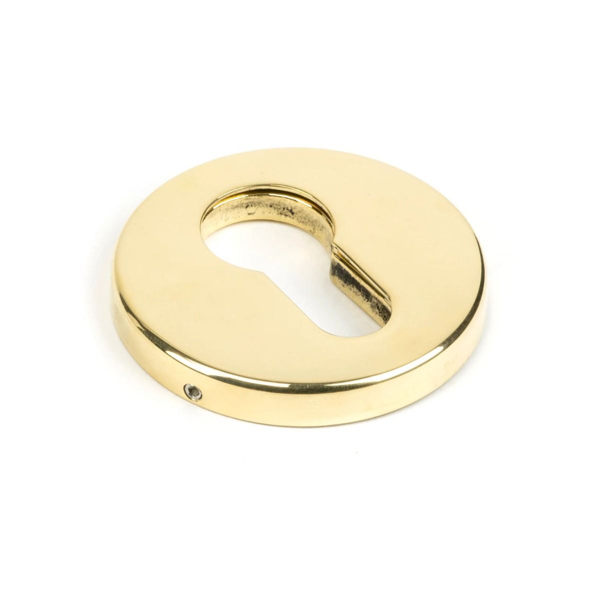The Round Concealed Euro Profile Escutcheon - Aged Brass on a White Background 