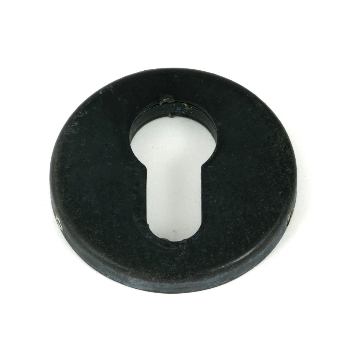 The Round Concealed Euro Profile Escutcheon - Beeswax on a White Background 