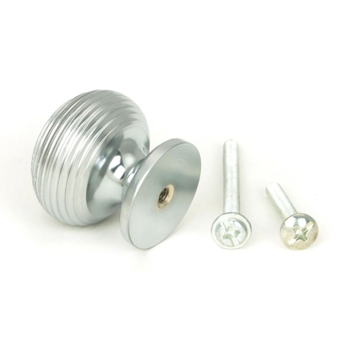 The Satin Chrome 30mm Traditional Beehive Cabinet Knob with Bolt Fittings 