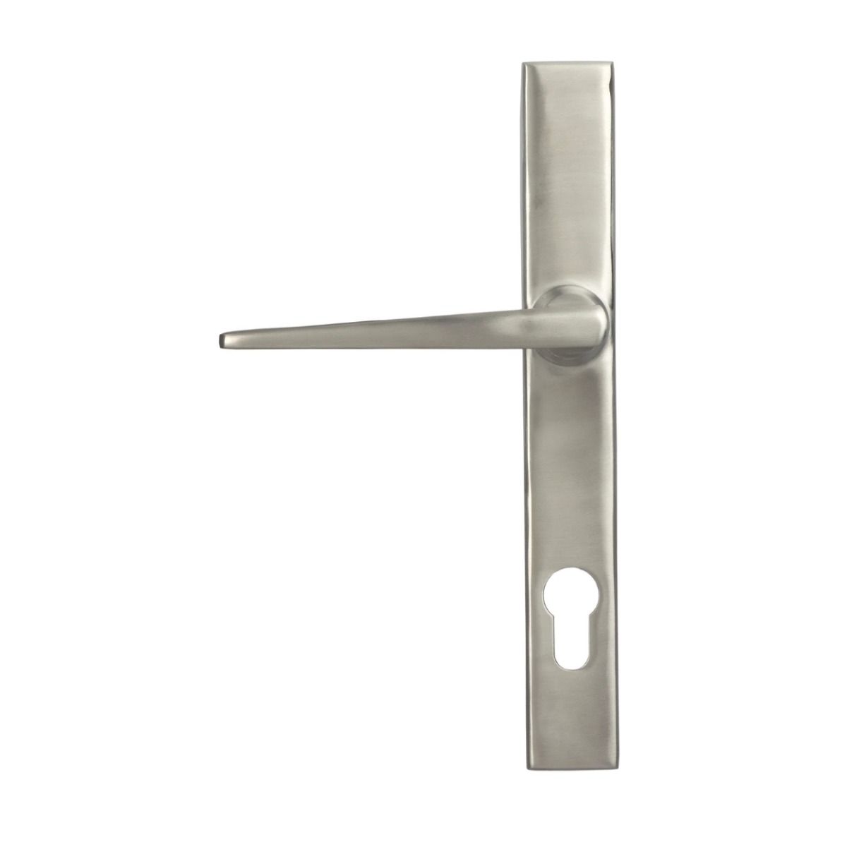 The Satin Stainless Steel Espag Lever Door Handle (92mm Centres) Shown from the Back