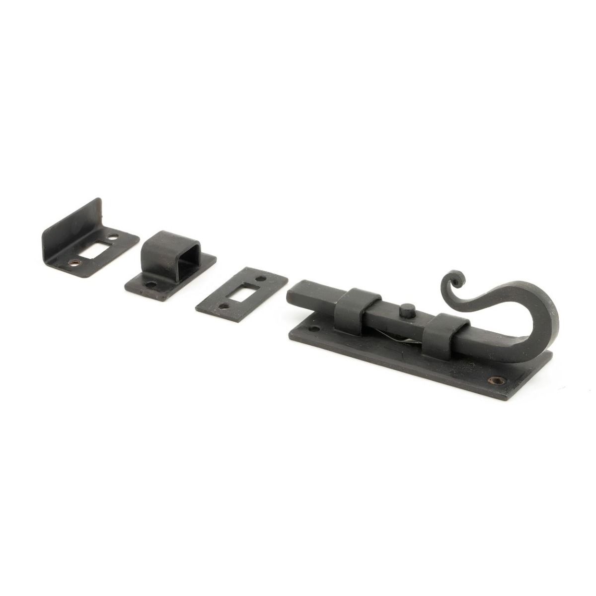 The Shepherds Crook Security Bolt for Windows & Doors 4" in a Bees Wax Finish on a White Background