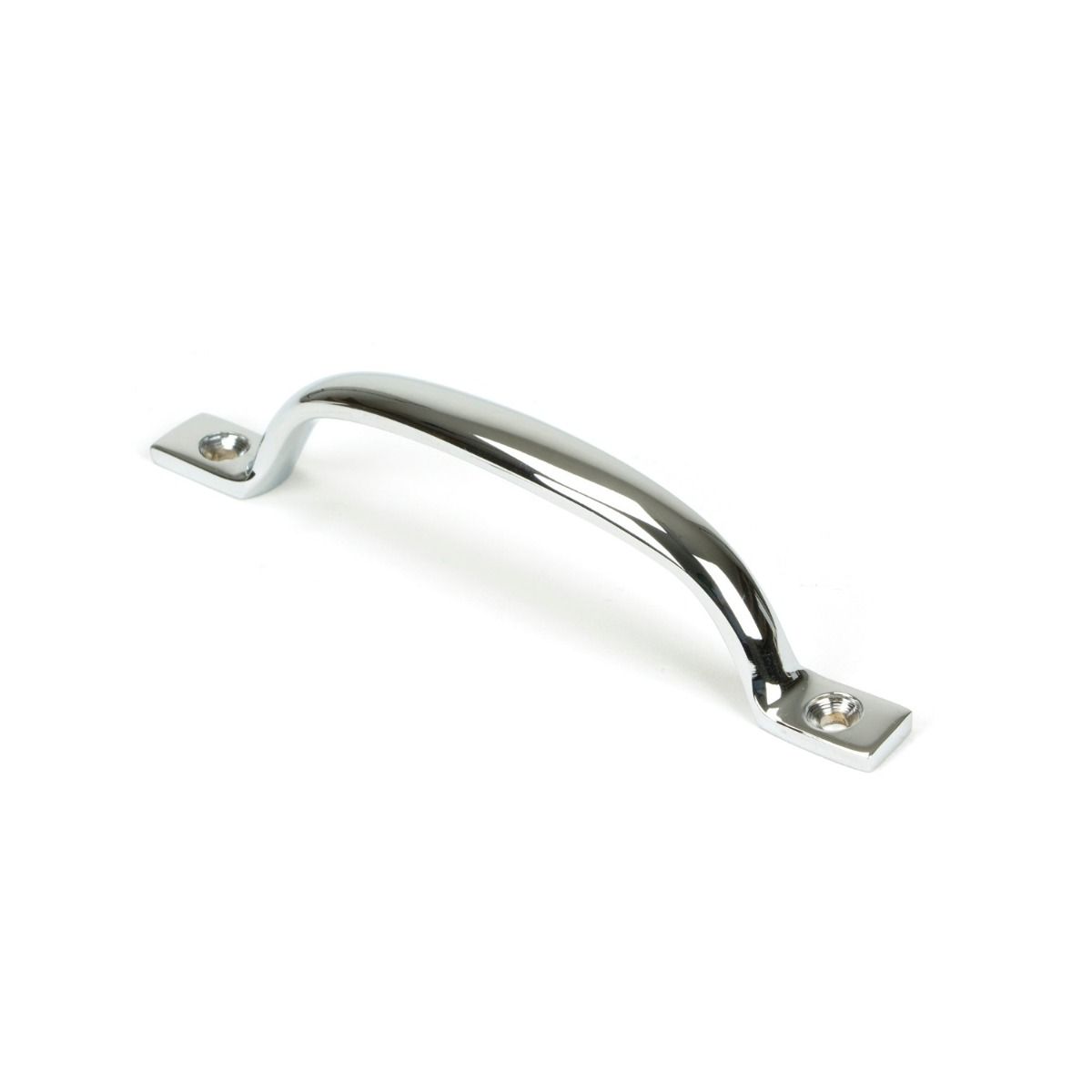 The Slim Sash Window Lift Pull Handle in Polished Chrome Shown Upright on a White Background