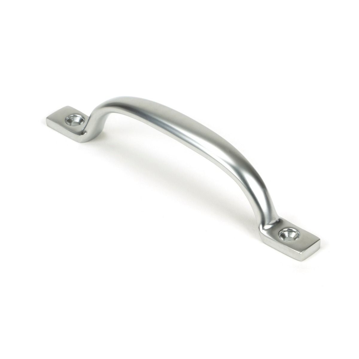 The Slim Sash Window Lift Pull Handle in Satin Chrome Shown Upright on a White Background