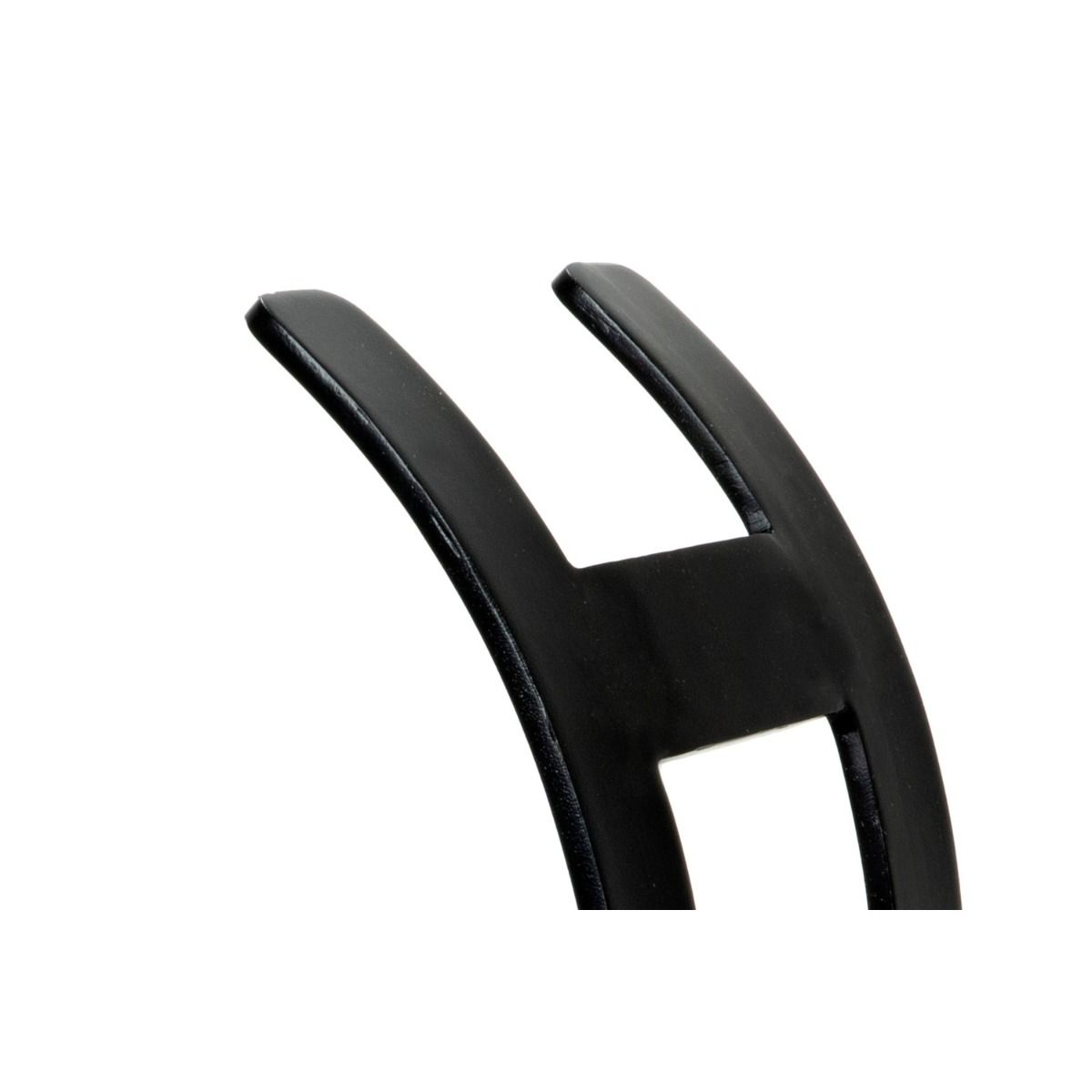 The Small Curved Fireside Log Holder in Matt Black Showing a Close up of the Curved Edge