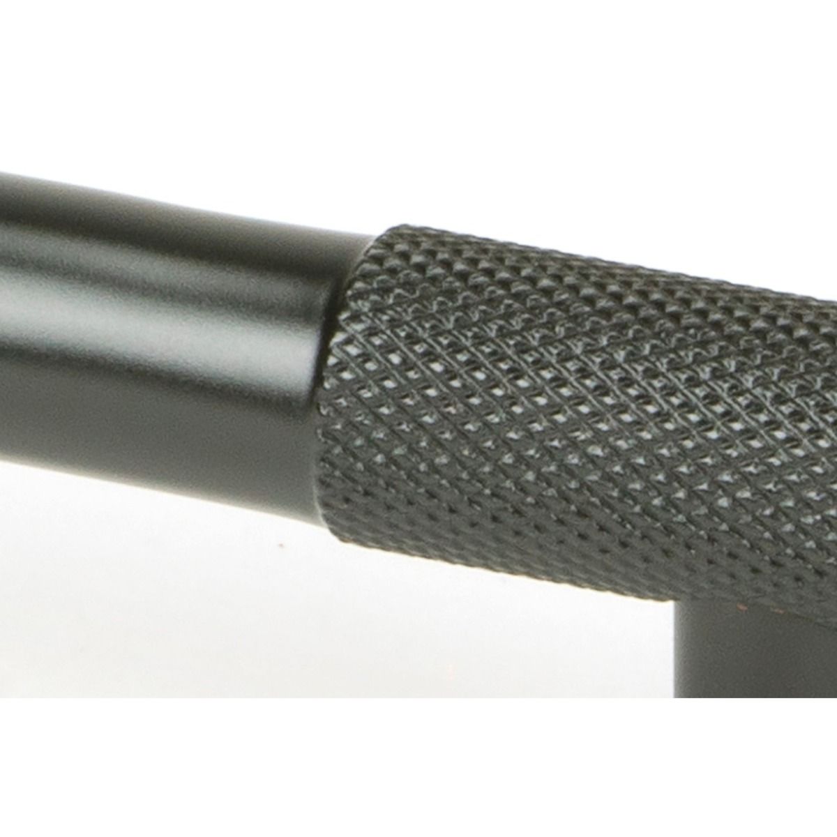 The Small Half Knurled Cabinet Pull Handle in Aged Bronze Looking Close up of the Smooth Grip on the Central Bar