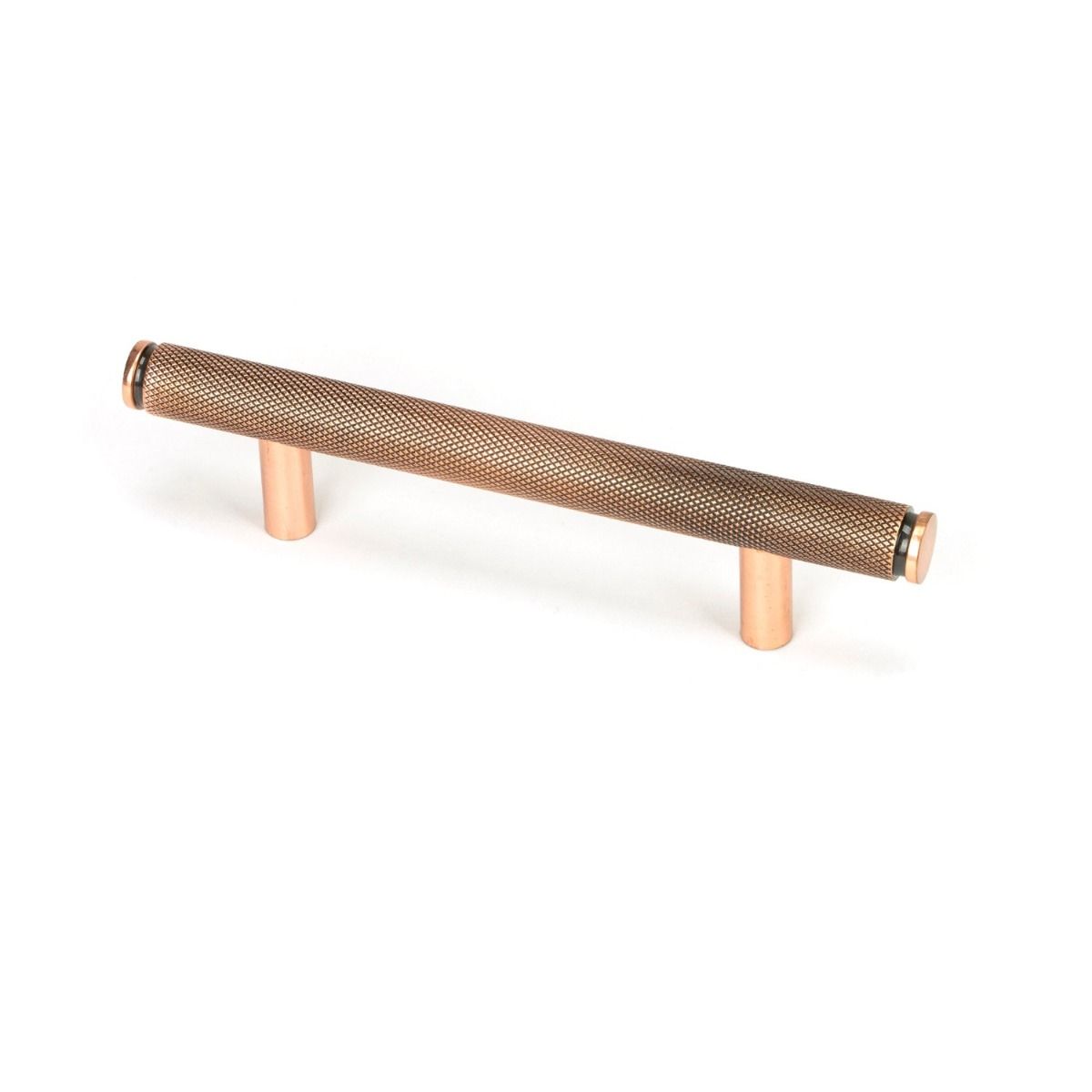 The Small Knurled Cabinet Pull Handle in Polished Bronze Shown Upright on a White Background