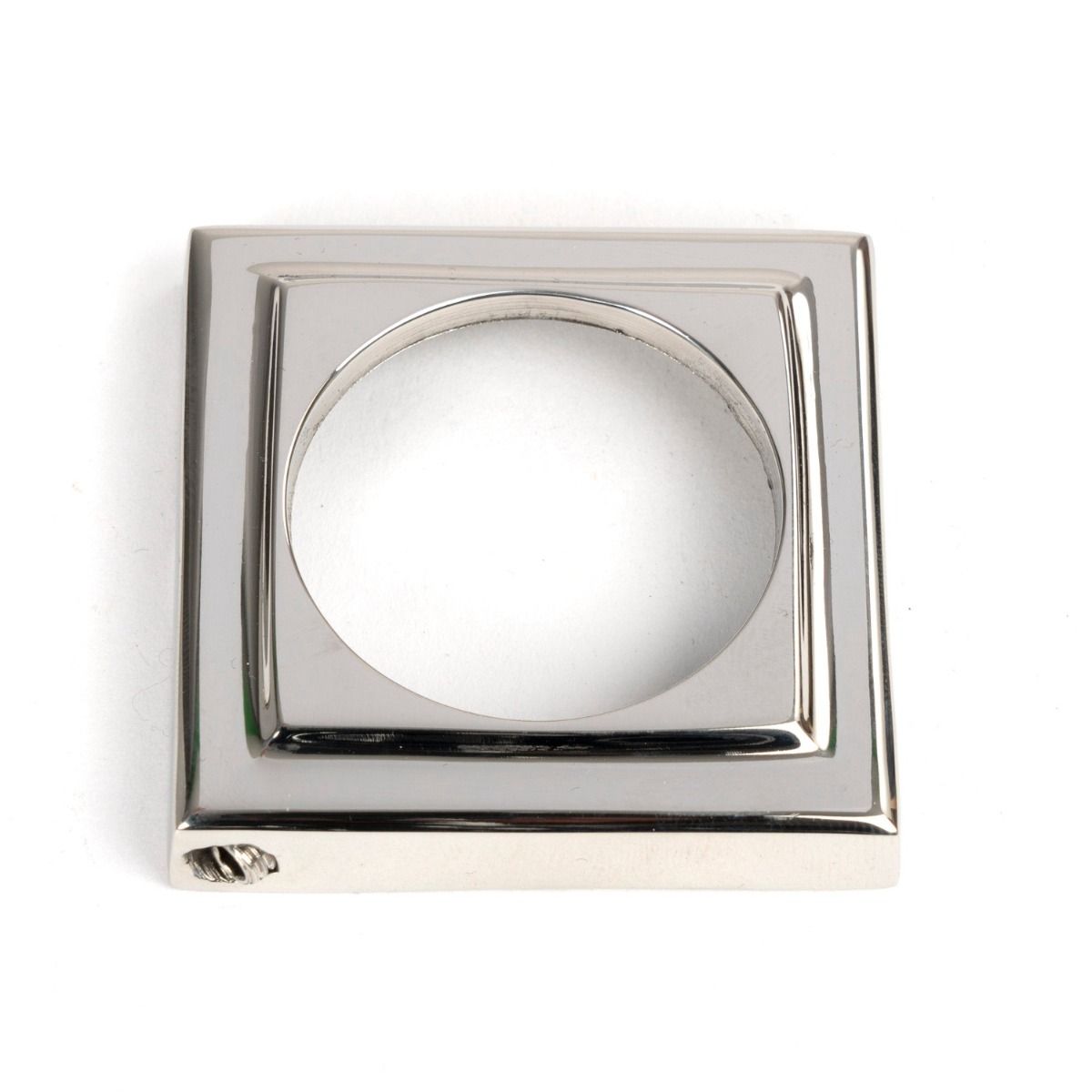 The Square Concealed Euro Keyhole Escutcheon in Polished Stainless Steel Shown with the Backplate in a Diamond Orientation