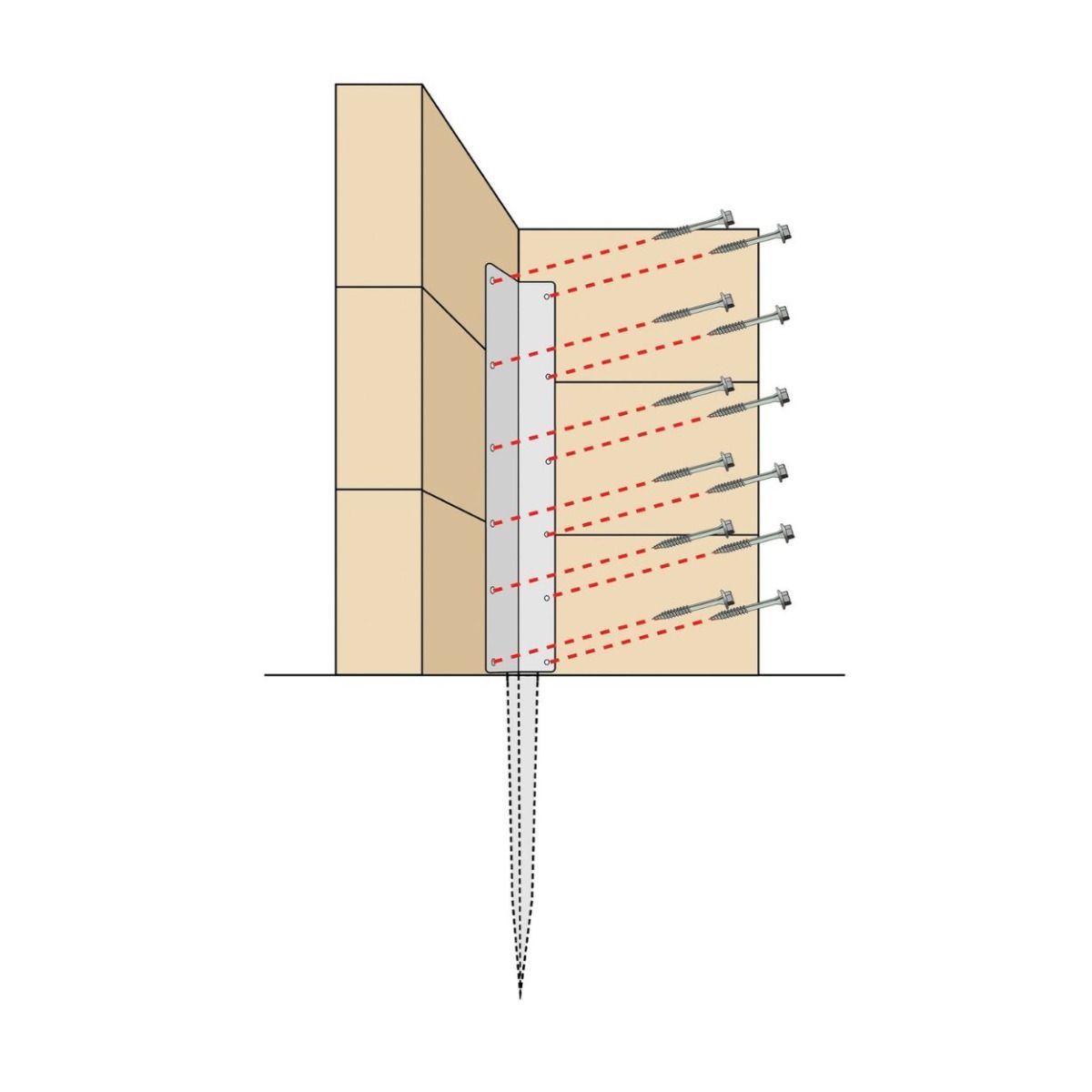 The Stainless Steel Railway Sleeper Corner Spikes - Triple Technical Drawing