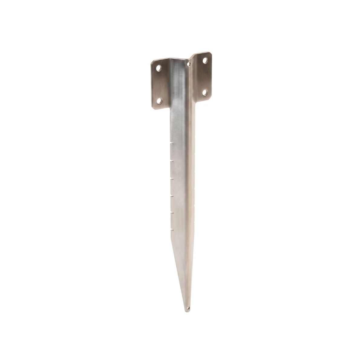 The stainless steel The Brown Railway Sleeper Straight Inline Spikes - Single on a White Background 