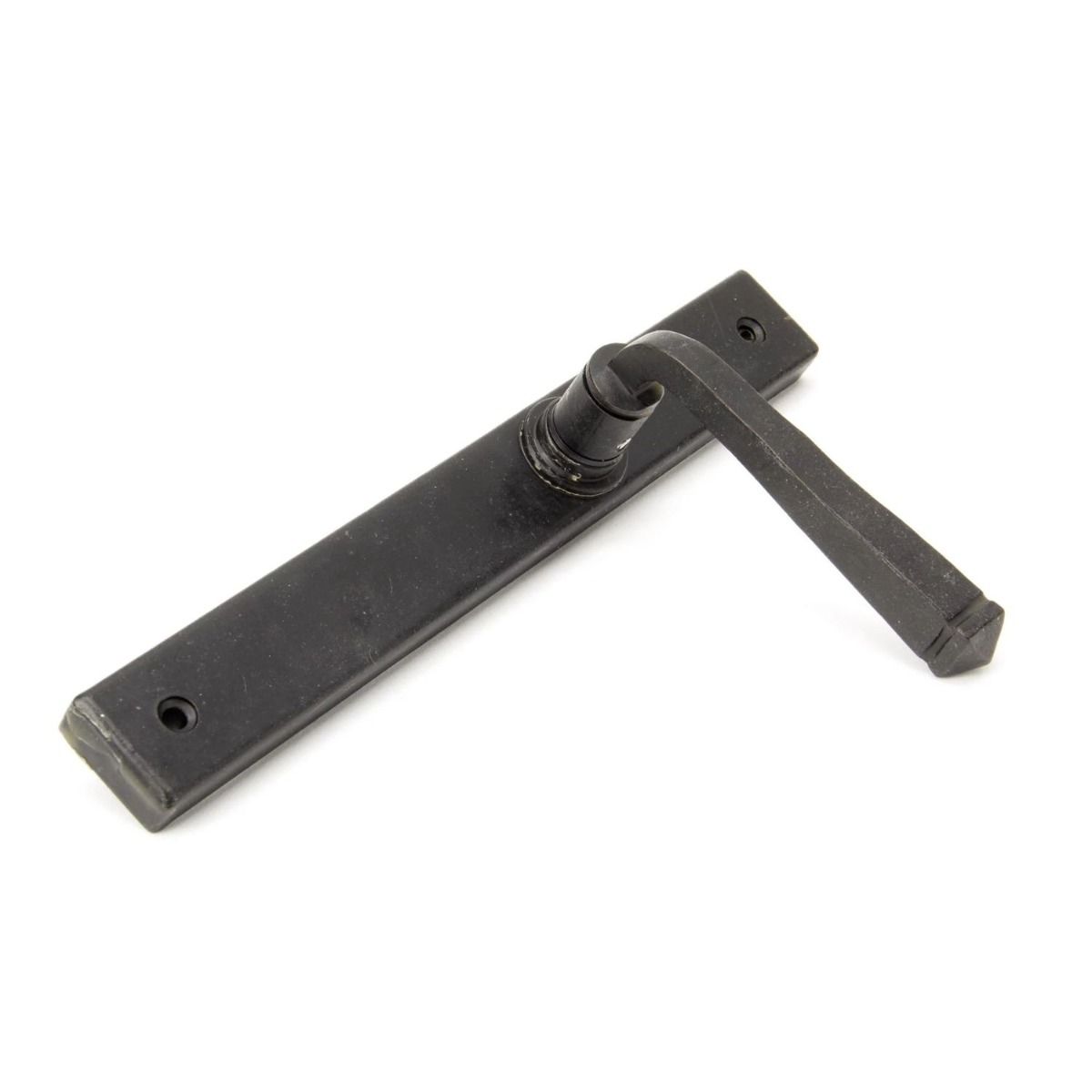 The Tapered Slimline Lever Espagnolette Door Latch in Beeswax Shown on its Side 