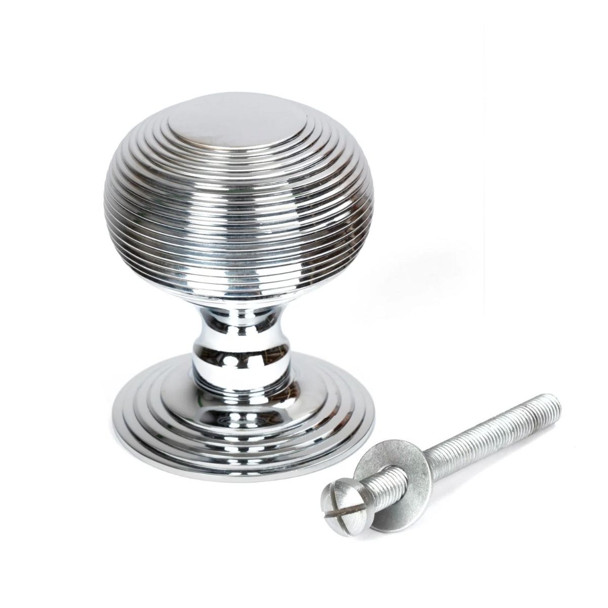 The Polished Chrome Traditional Beehive Centre Door Knob with Bolt