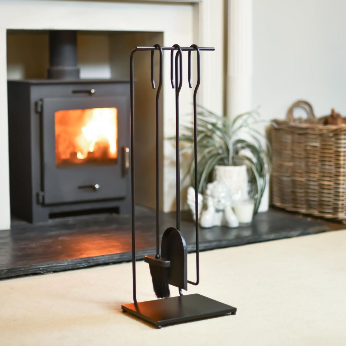 "The Turville" Three Piece Companion Set In A Fireplace Setting