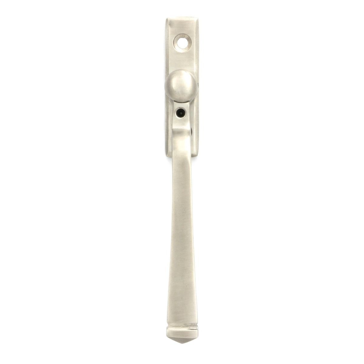 The Valen Tapered Window Espagnolette Handle in Satin Stainless Steel Shown from the Front on a White Background