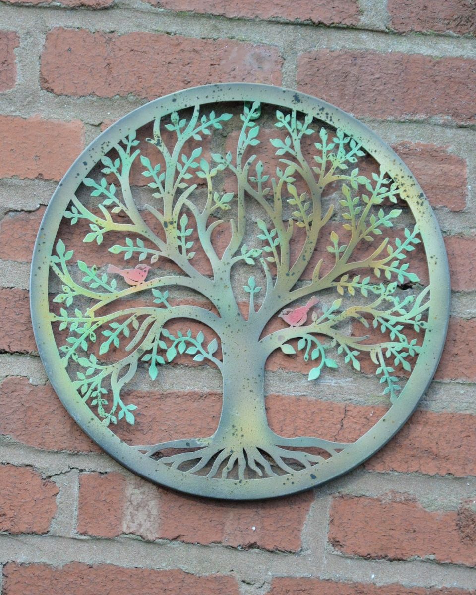 The Verdant Chorus Silhouette Garden Wall Art mounted on brick wall