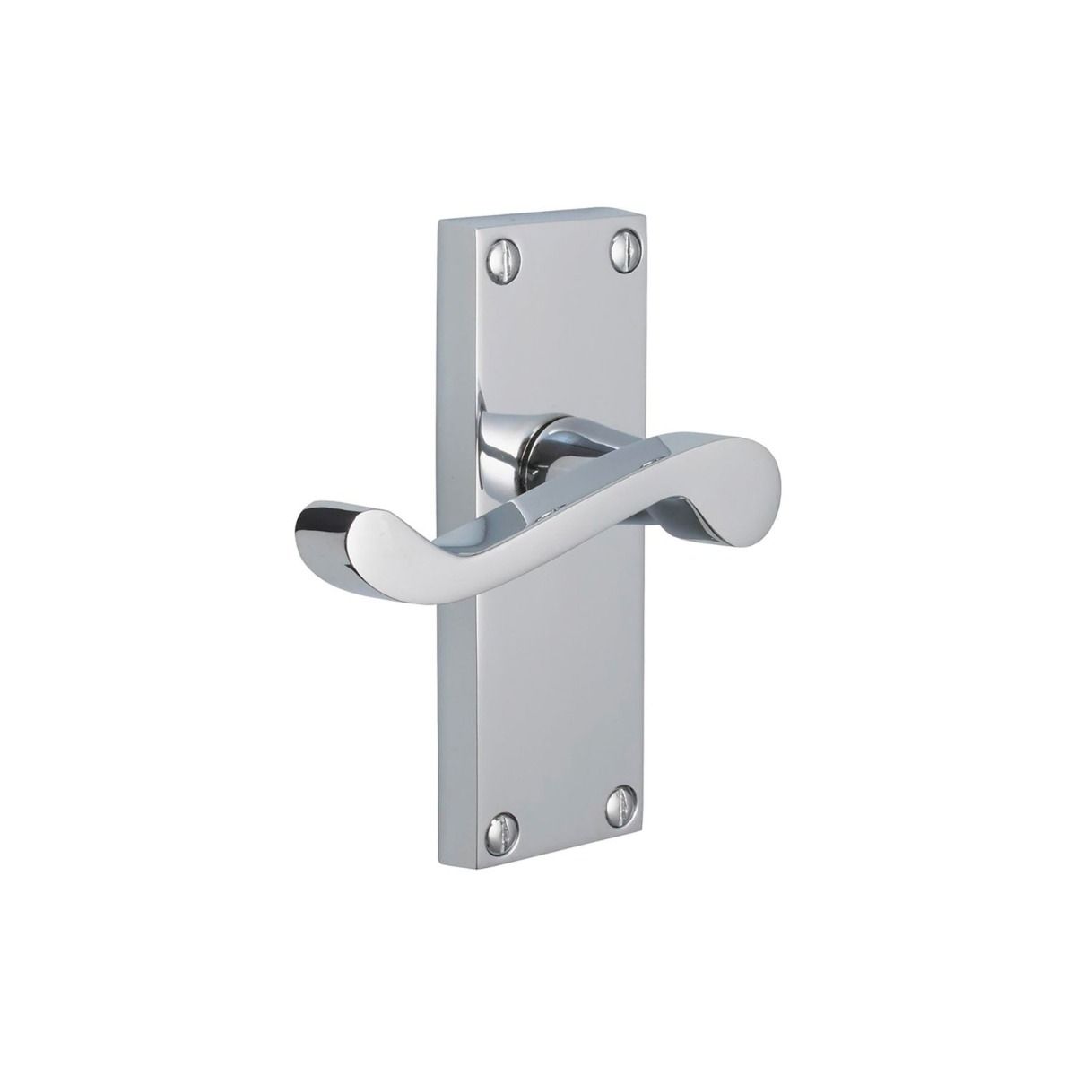The Victorian Scroll Door Handles - 115mm Lever Latch Pair in a Satin Chrome Finish