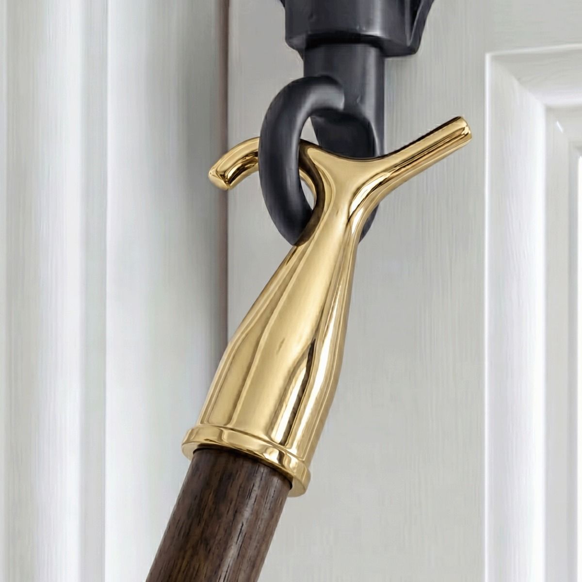 The Wooden and Brass Window Pole in a Brass Effect Finish Used on an out of Reach Window Lock - Digital Illustration 