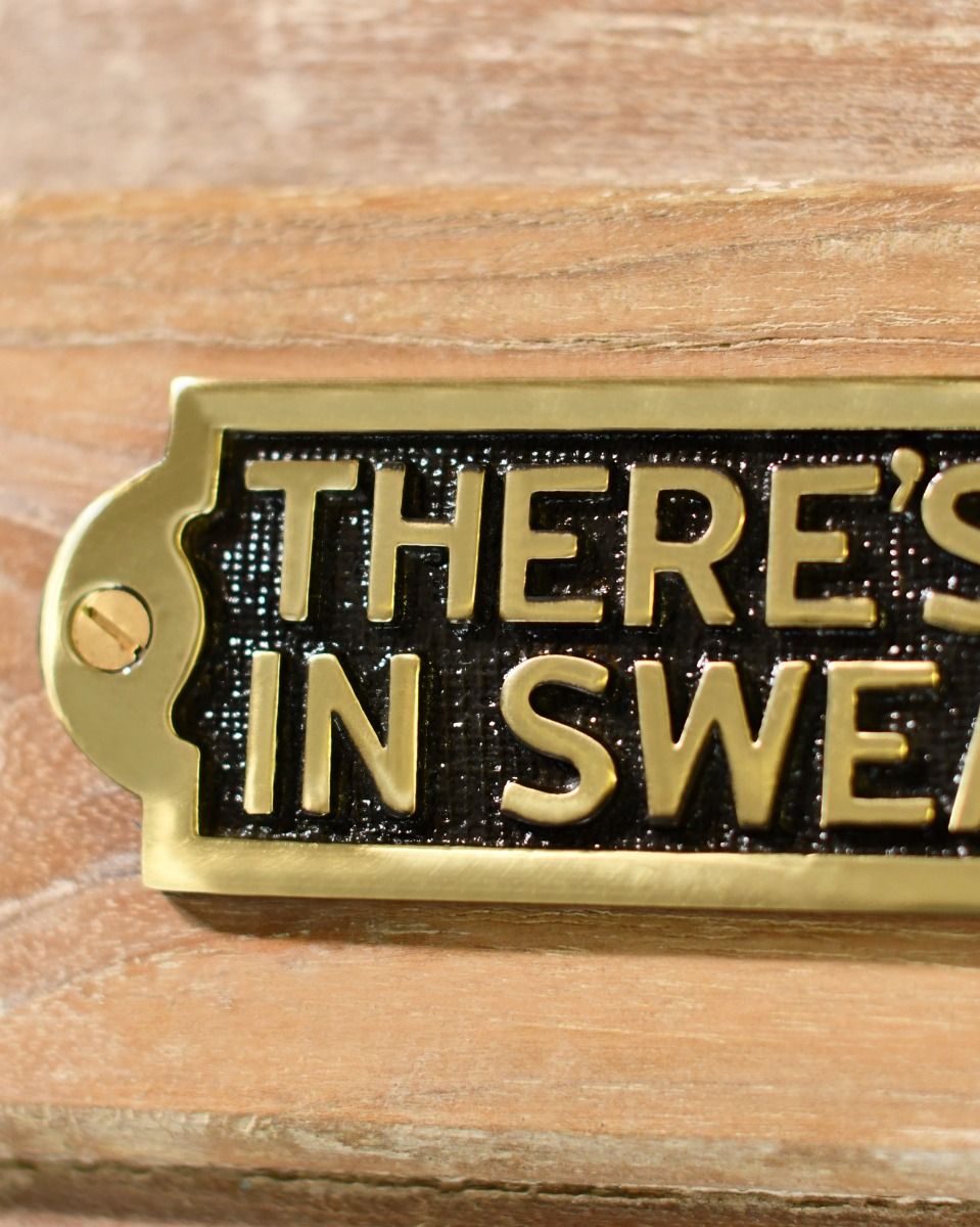 There"s No F In Swearing Solid Brass Plaque Sign Detailing
