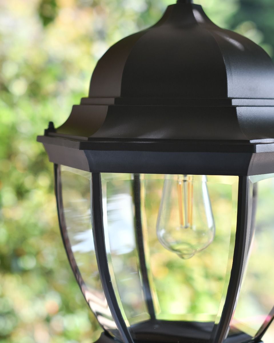 Close-up of the Glass on the "Thornhill" Chain Hanging Porch Lantern