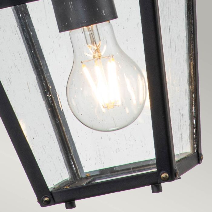 Thorpe Single Bulb Hanging Chain Lantern in Midnight Black Light Close Up
