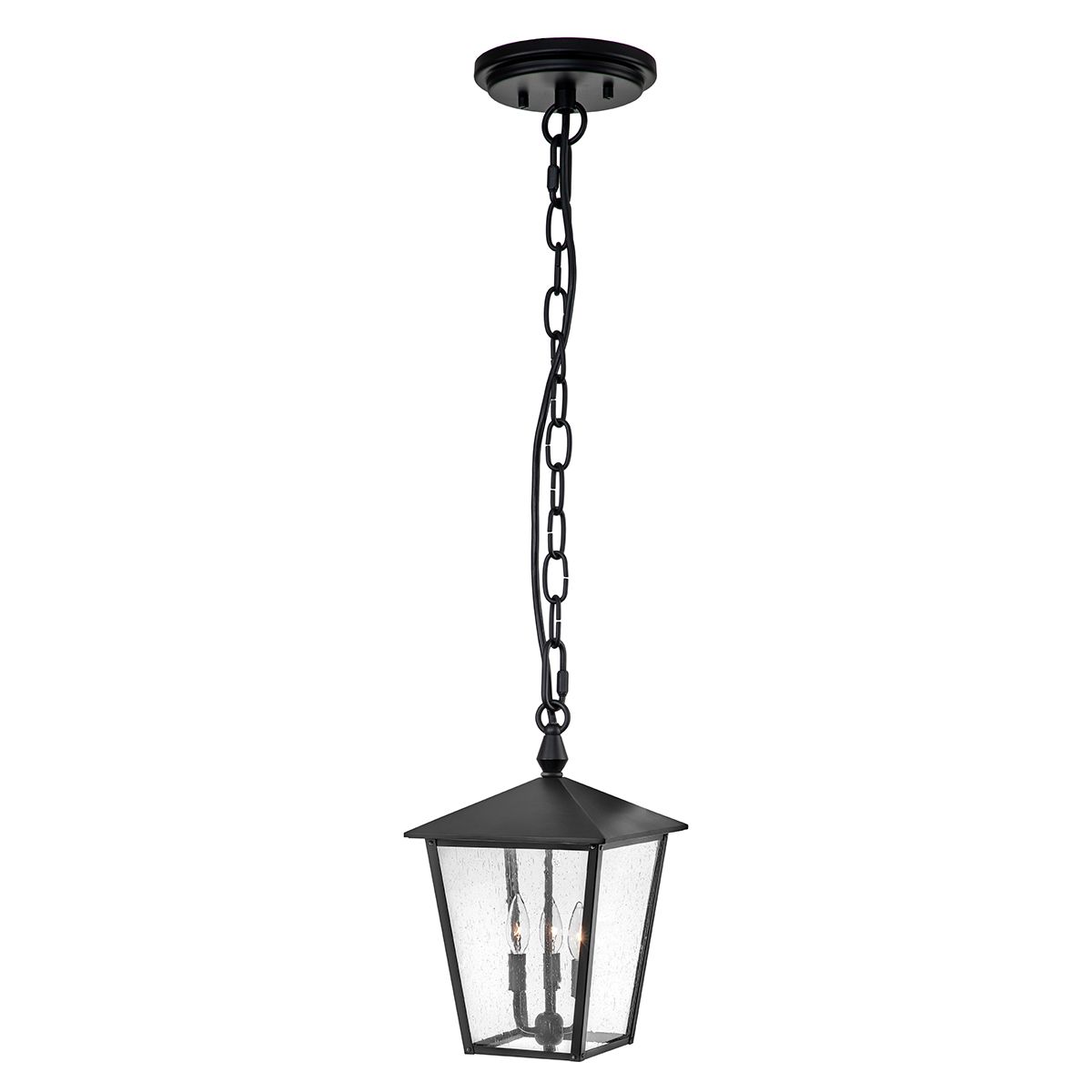 Thorpe Triple Bulb Hanging Chain Lantern in Midnight Black