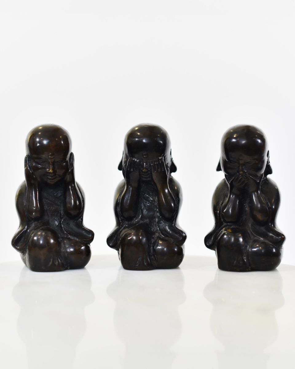 Three Graces of Zen in Cast Brass Set of Three