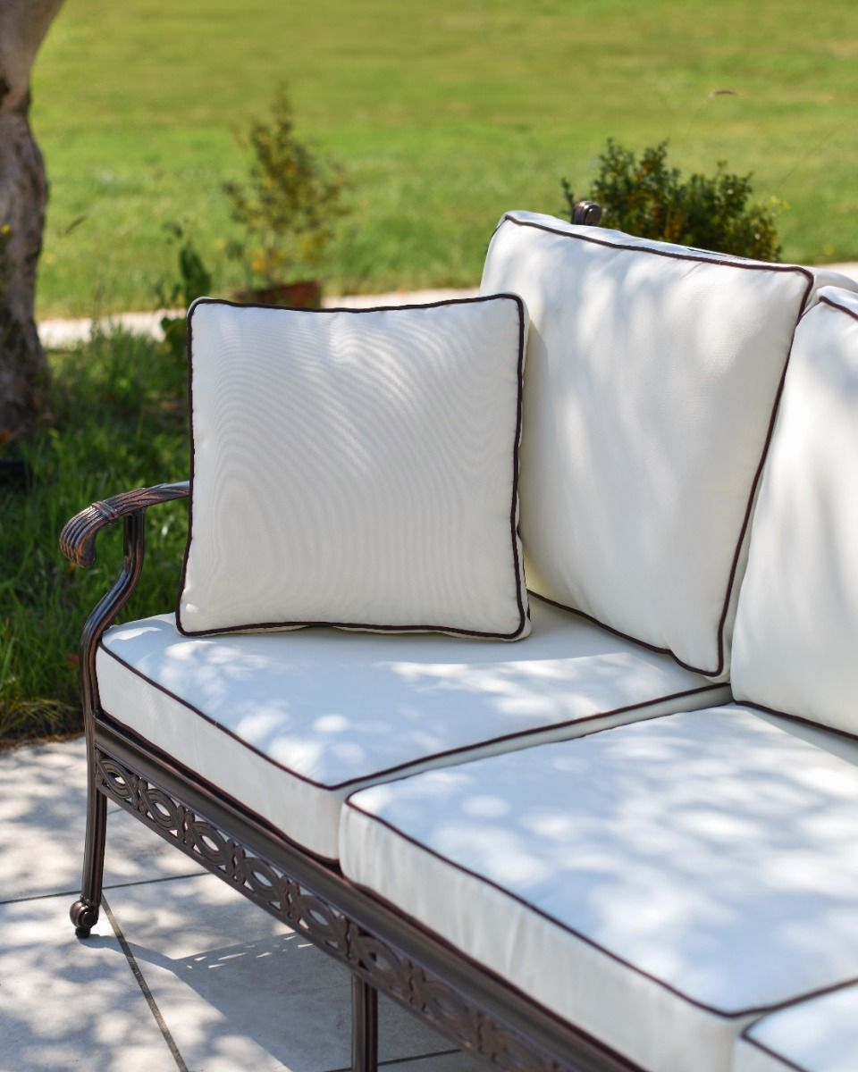 Close up of throw cushions on the sofa.