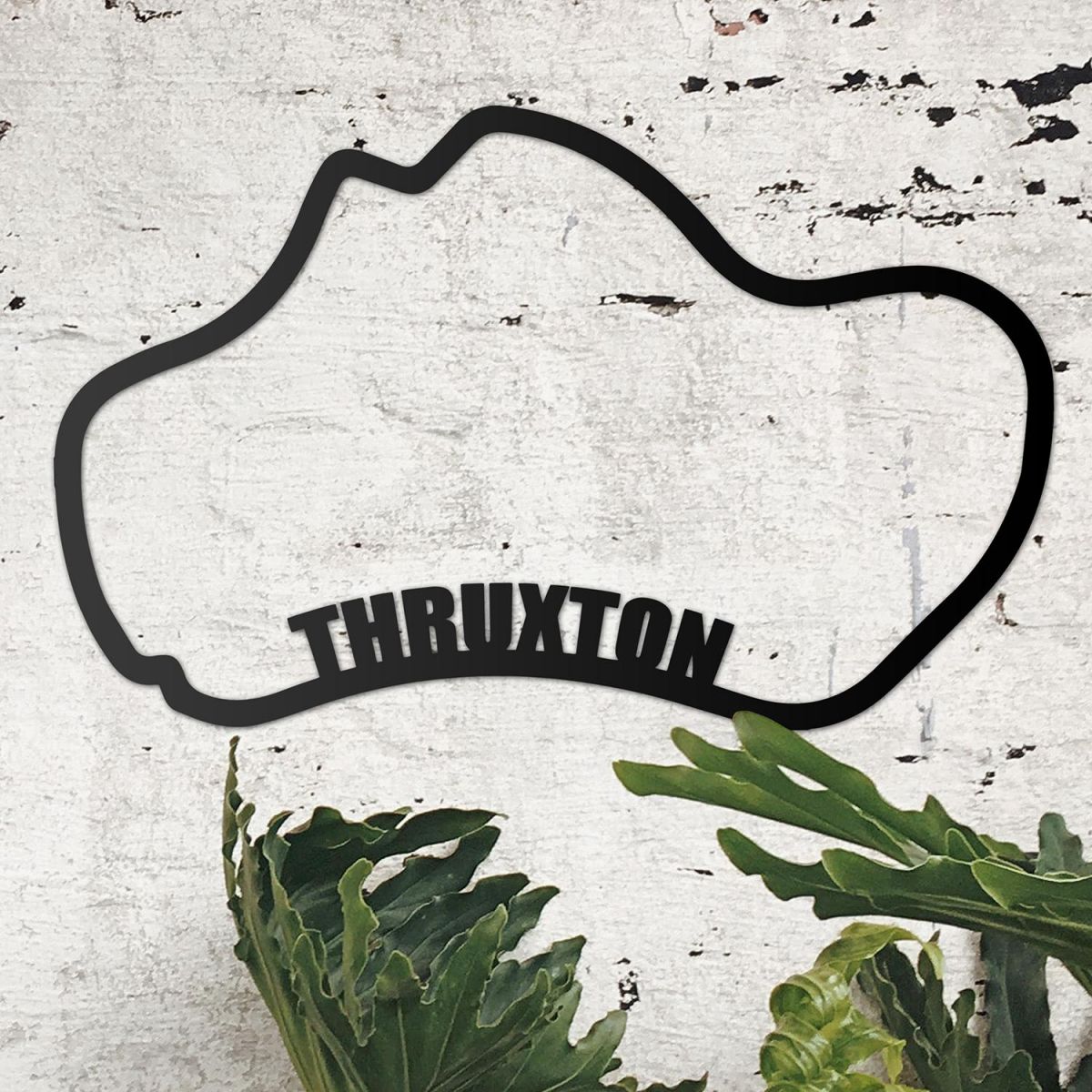 Thruxton Race Track on Display on a Rustic White Wall