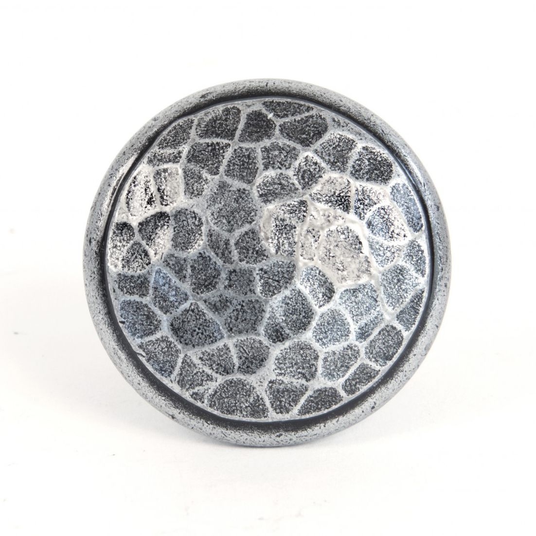 Top of Hammered Pewter Cabinet Knob 