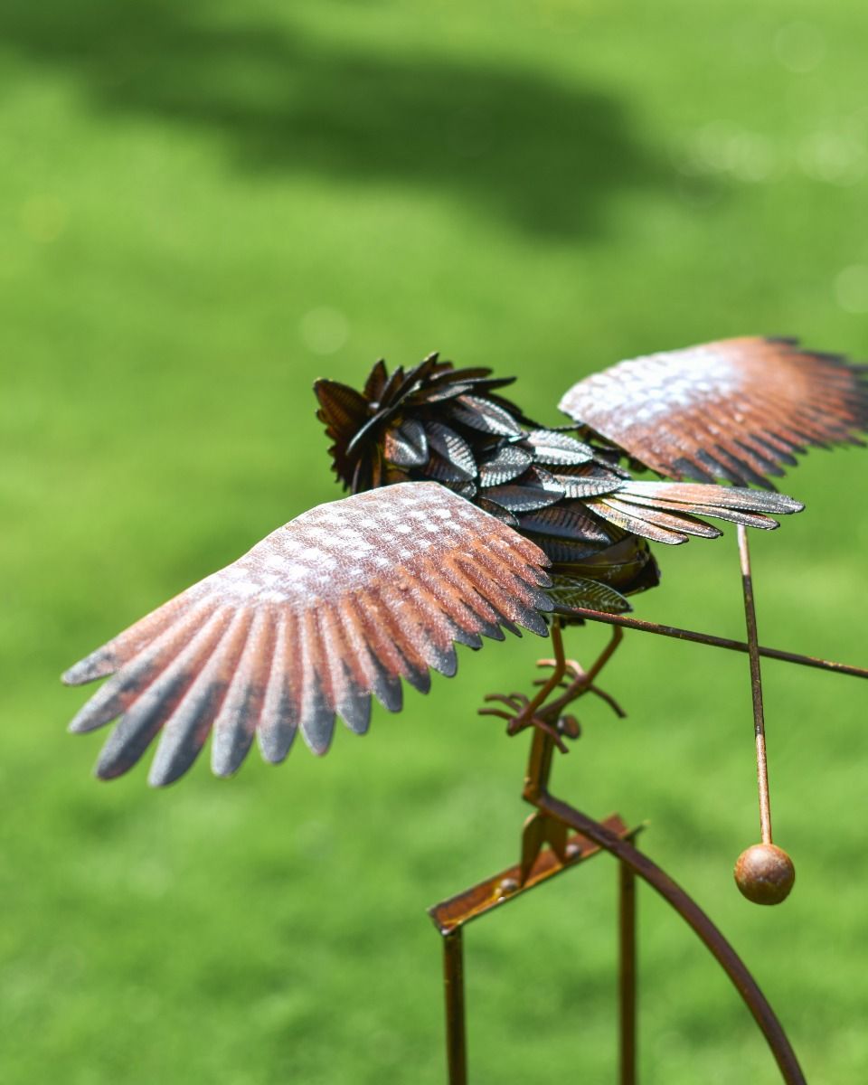 Metal "Rocking Owl" Balancing Garden Lawn Spike 