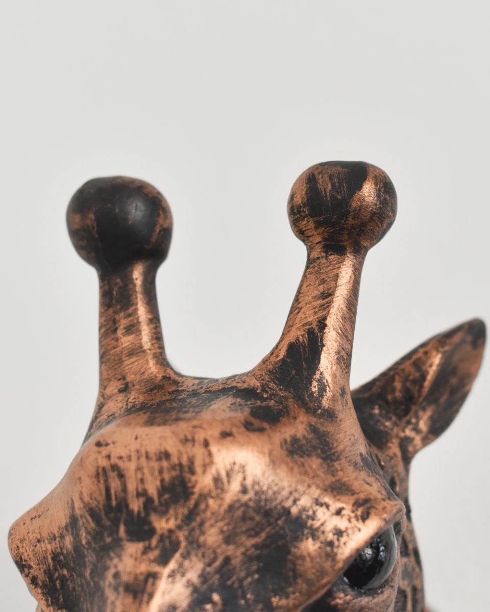 Bronze & Copper Cast Aluminium Giraffe Head Wall Bust Top