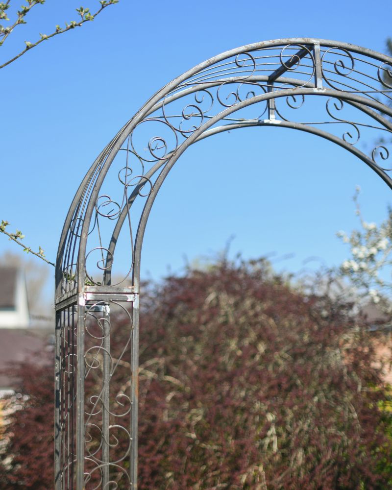 Close-up of the Scroll Design on the Top of the Rose Arch
