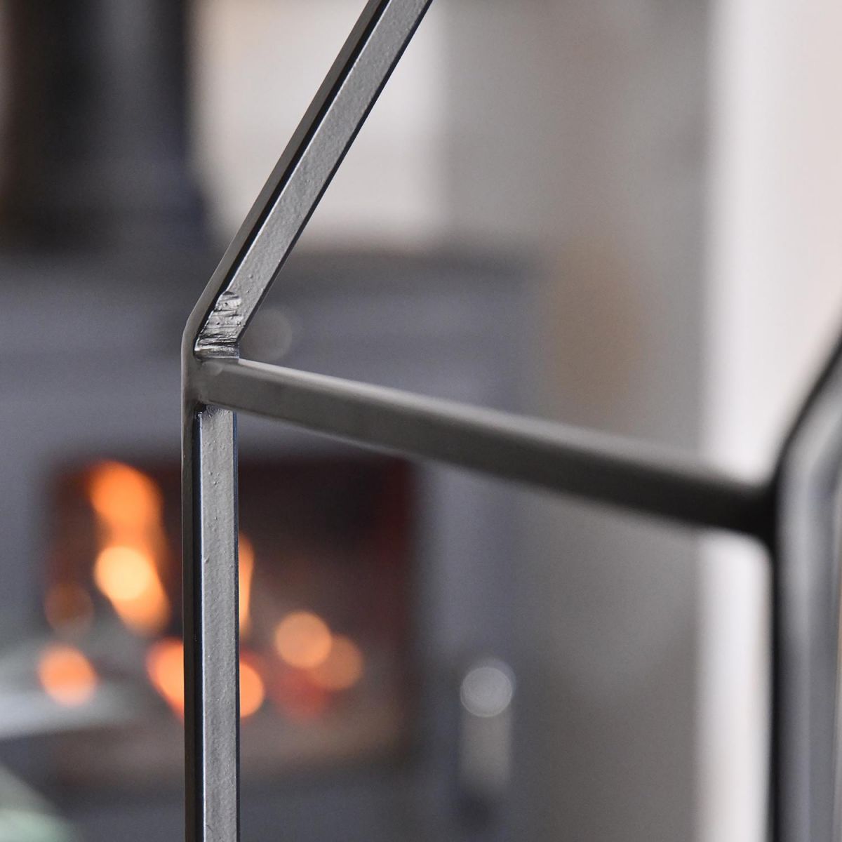 Close-up of the Black Finish on the Log Rack