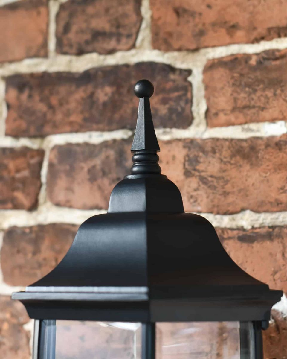 Close-Up of Pointed Lid for Traditional "Acorn" Black Aluminium Victorian Wall Lantern