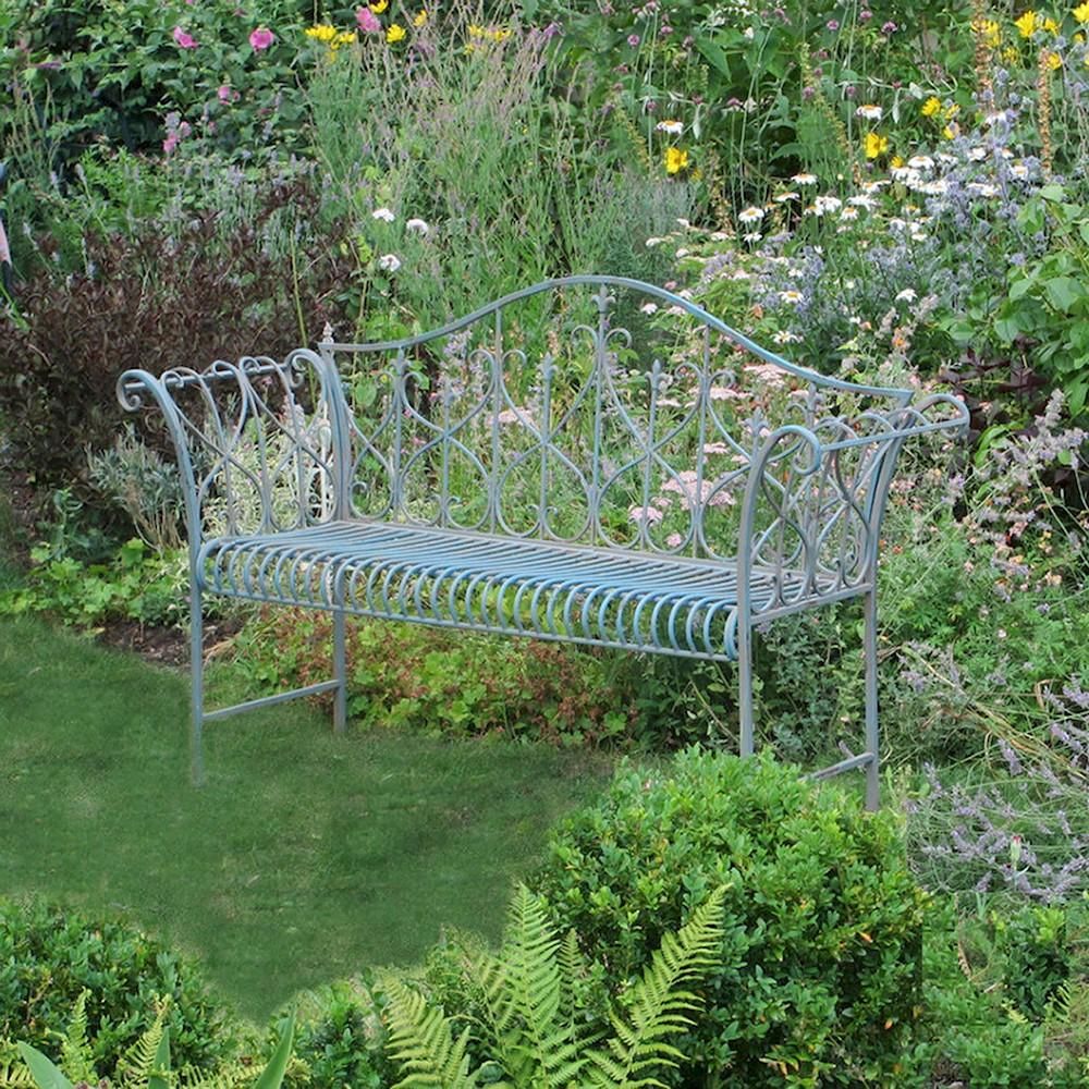 Fleur De Lys Design Traditional Bench in a Verdigris Finish Fleur De Lys Design Traditional Bench in a Verdigris Finish