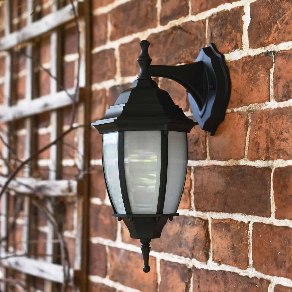 Traditional Black "Winter Frost" Aluminium Victorian Top Fix Wall Lantern