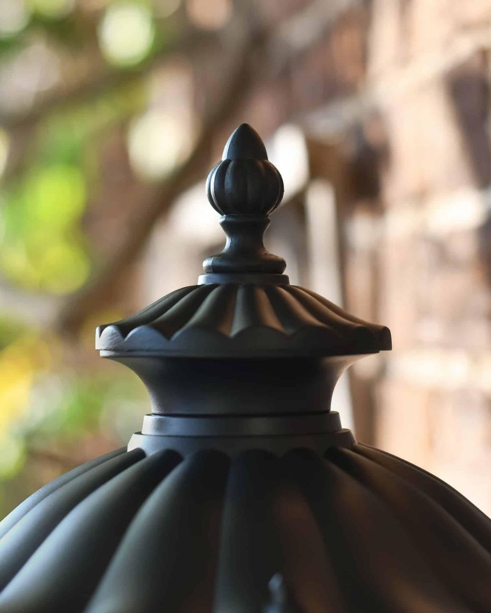 Close-Up of Lid for Traditional Black Aluminium Ornate Victorian Lantern - 44cm