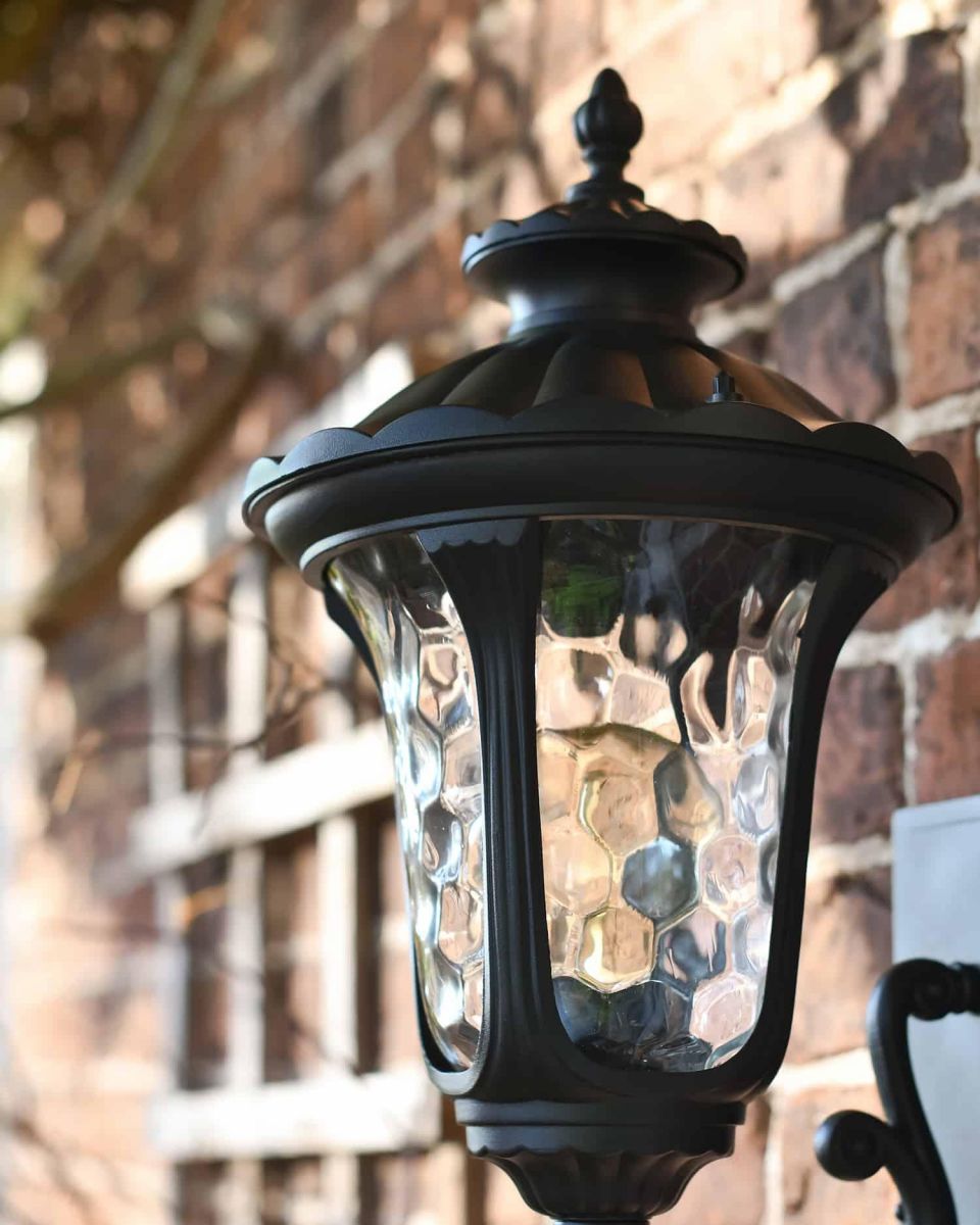 Traditional Black Aluminium Ornate Victorian Lantern - 44cm in SItu