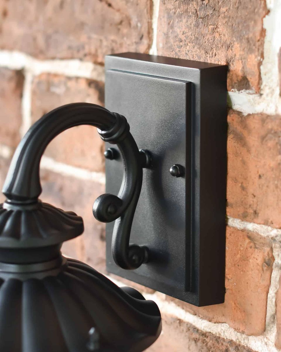 Close-Up of Backplate for Traditional Black Aluminium Ornate Victorian Top Fix Wall Lantern - 37cm