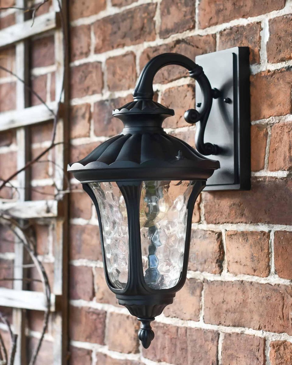 Traditional Black Aluminium Ornate Victorian Top Fix Wall Lantern - 48cm