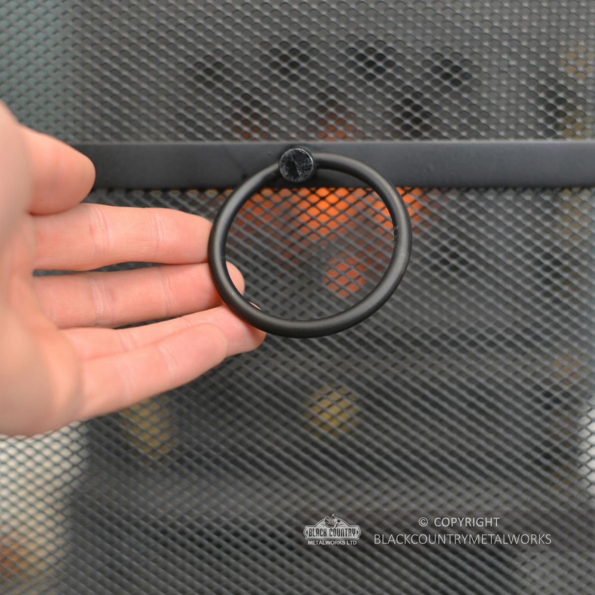 Traditional Black Arched Spark Guard Close Up