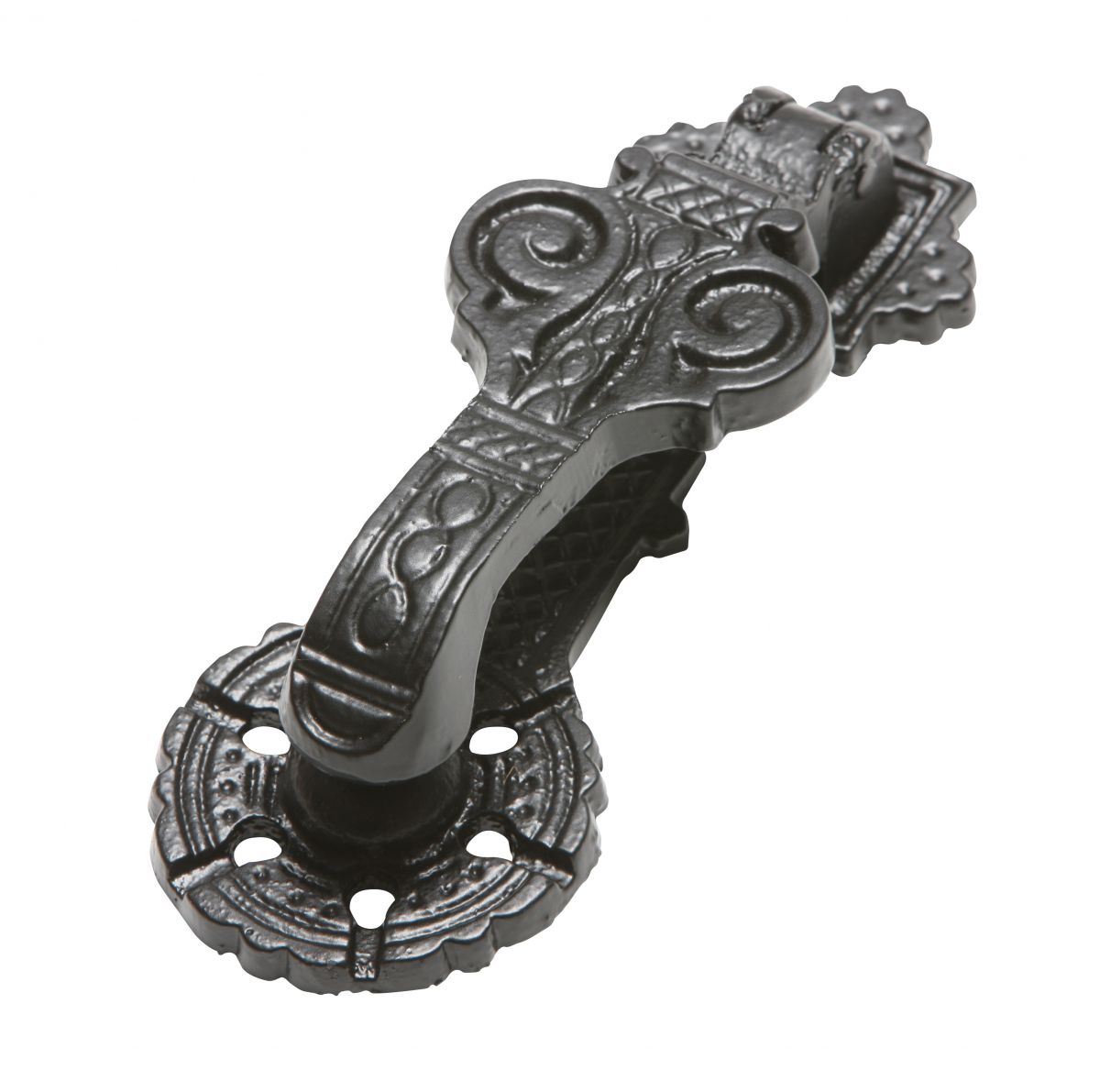 Traditional Black Cast Iron Ornate Patterned Door Knocker Traditional Black Cast Iron Ornate Patterned Door Knocker