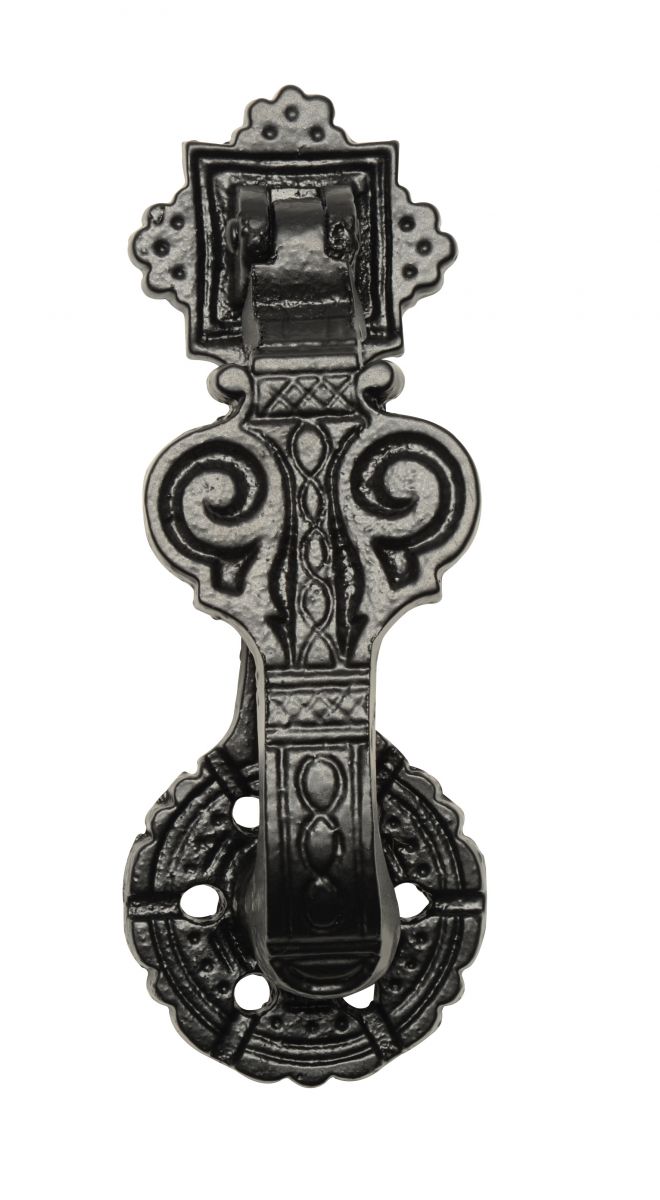 Traditional Black Cast Iron Ornate Patterned Door Knocker Traditional Black Cast Iron Ornate Patterned Door Knocker