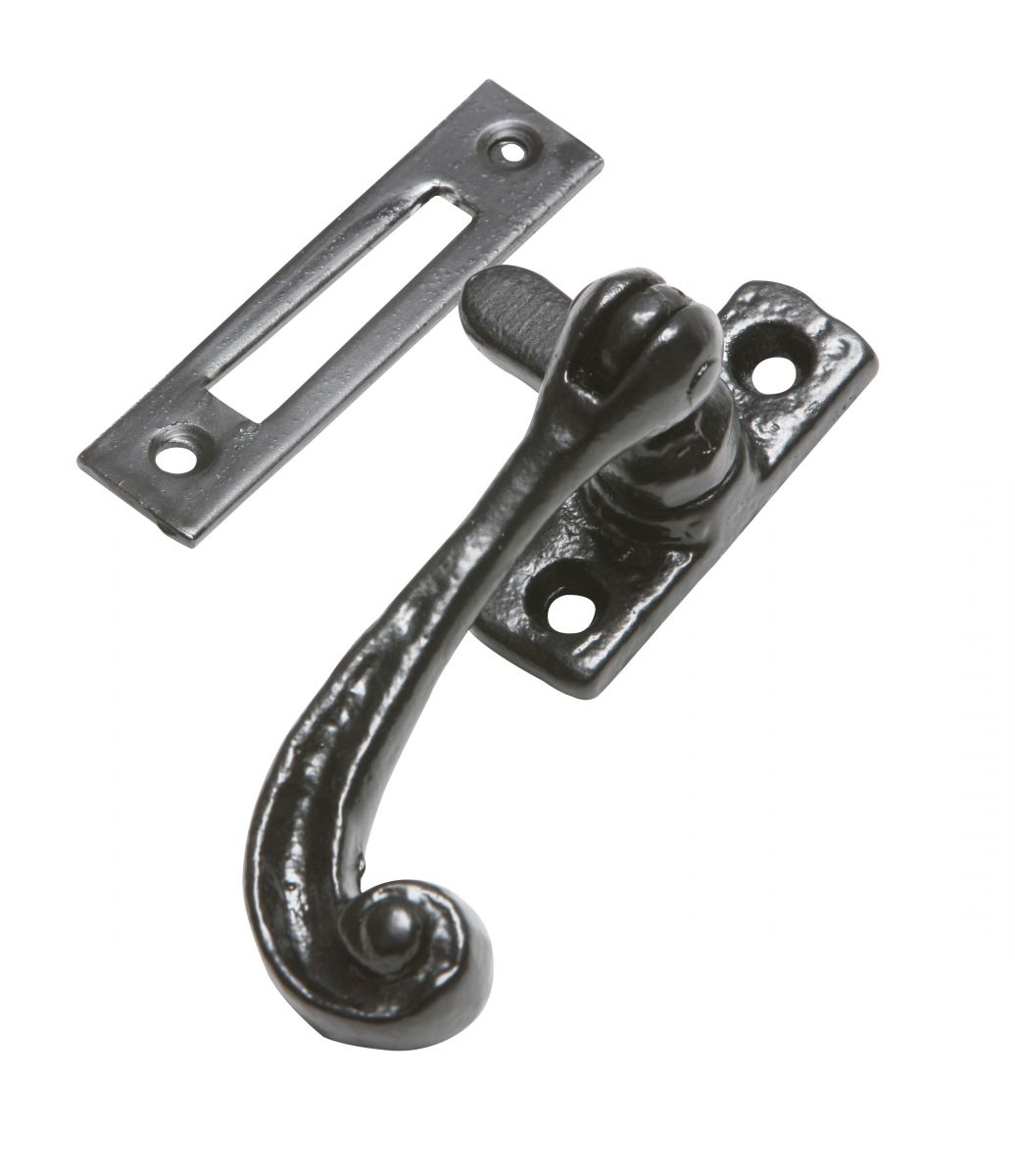 Traditional Black Iron Window Casement Stay With Mortice Plate