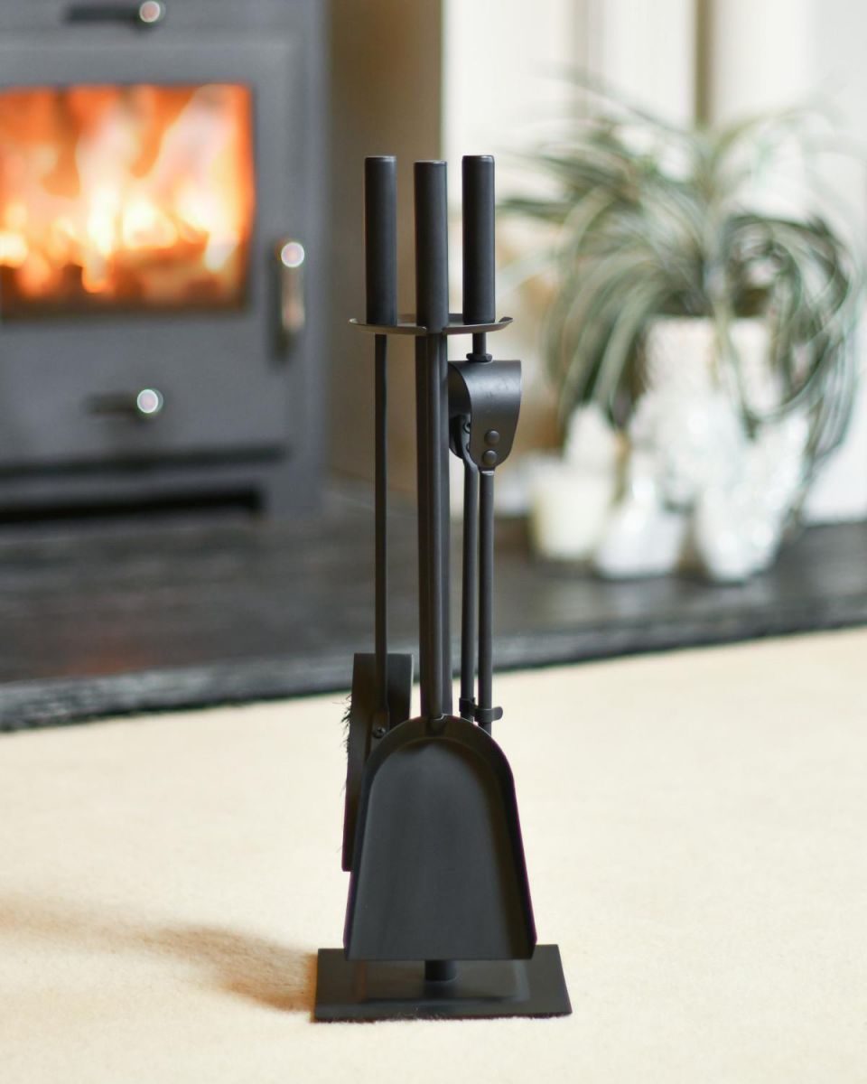 Traditional Black Slim Three Piece Companion Set In Situ